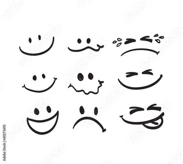 Obraz Zestaw ręka rysować kreskówka wektor emocji