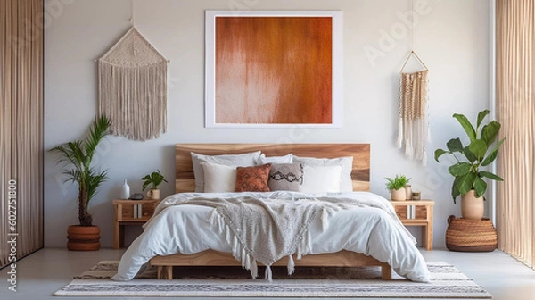 Fototapeta Boho style bedroom AI-generated