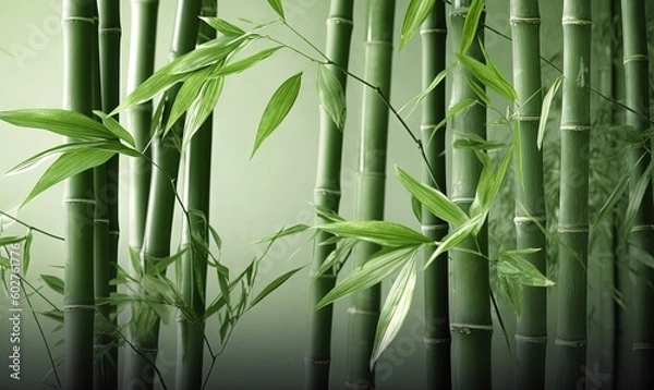 Fototapeta  a green bamboo tree with lots of green leaves on it.  generative ai