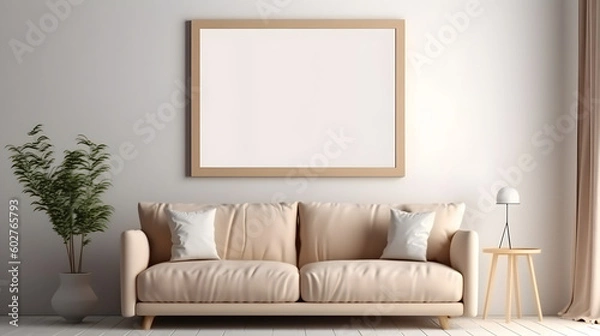 Obraz Minimalist Interior of modern interior desige 3D rendering, generative ai