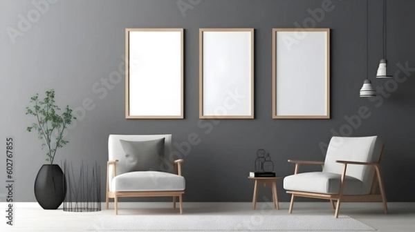Fototapeta Minimalist Interior of modern interior desige 3D rendering, generative ai