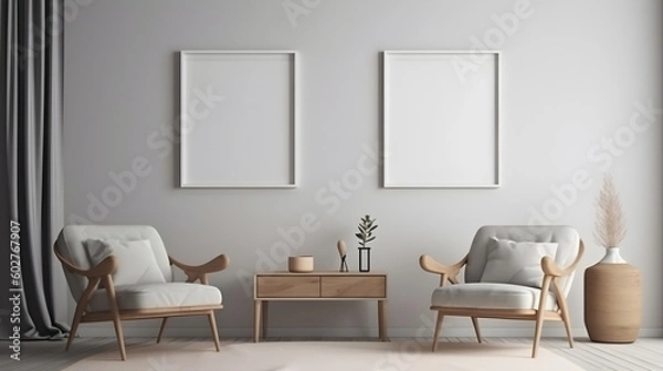Fototapeta Minimalist Interior of modern interior desige 3D rendering, generative ai