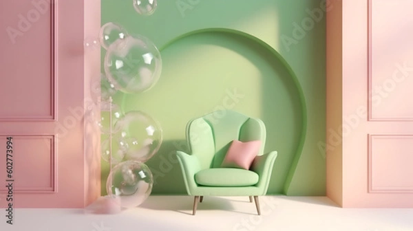 Fototapeta Minimalist Interior of modern interior desige 3D rendering, generative ai