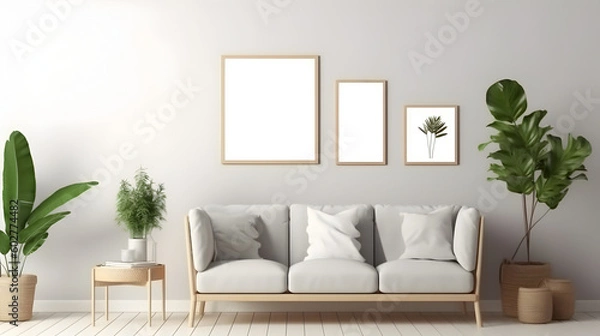 Fototapeta Minimalist Interior of modern interior desige 3D rendering, generative ai