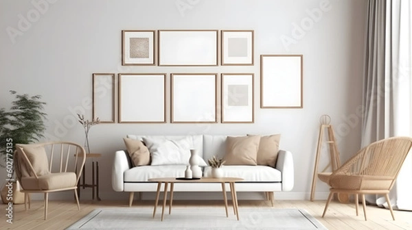 Fototapeta Minimalist Interior of modern interior desige 3D rendering, generative ai