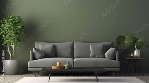 Fototapeta Minimalist Interior of modern interior desige 3D rendering, generative ai