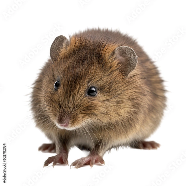 Fototapeta Field vole Top-view, white background, animal, rodent, isolated