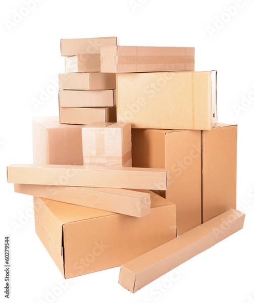 Fototapeta Different cardboard boxes isolated on white
