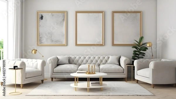 Fototapeta Minimalist Interior of modern interior desige 3D rendering, generative ai