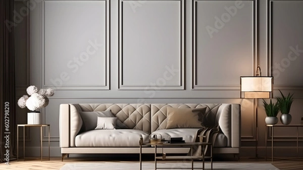 Fototapeta Minimalist Interior of modern interior desige 3D rendering, generative ai