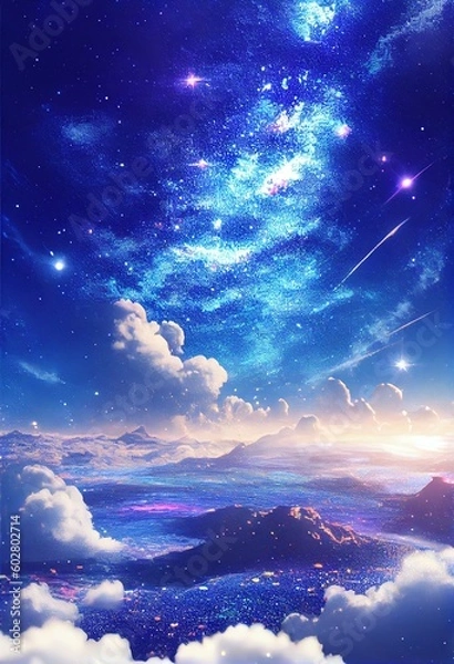 Fototapeta anime style background with space