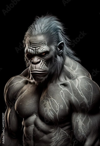 Obraz muscular gorilla on black background