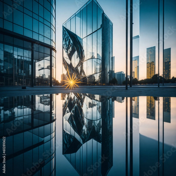 Obraz A modern glass building,Generative IA
