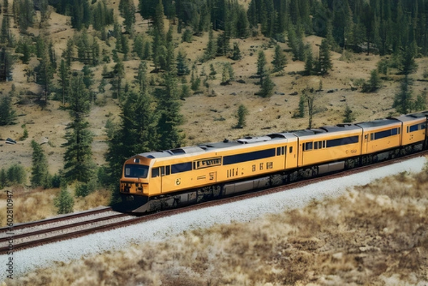 Obraz train in the mountains,Generative IA
