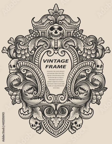 Fototapeta Isolated frames in baroque antique style. engraving ornament frames.