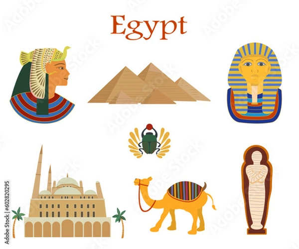 Obraz エジプト観光アイコンセット