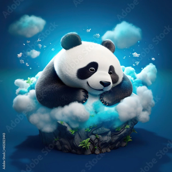Obraz panda bear with a sky cloud