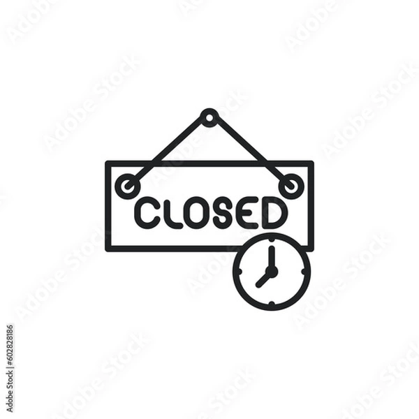 Fototapeta Closed hours signboard outline icons. Vector illustration. Isolated icon suitable for web, infographics, interface and apps.