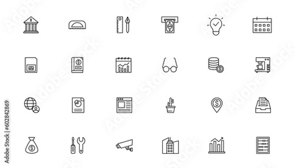 Fototapeta Business and management line icons set. Management icon collection. Vector illustrator
