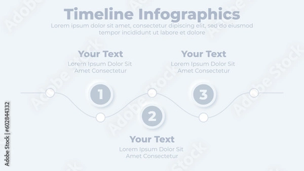 Fototapeta  timeline neumorphic business infographic presentation slide template