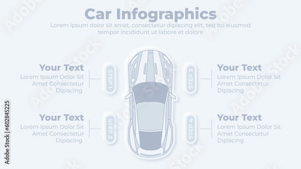 Obraz Neumorphic car vector infographic presentation template