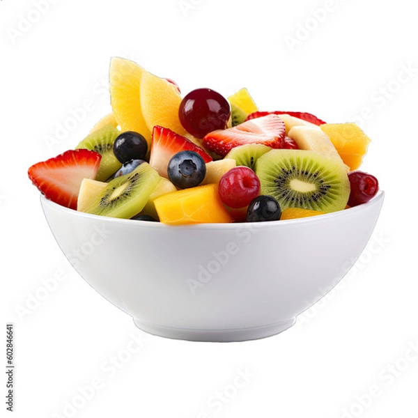 Fototapeta Fresh fruit salad isolated on transparent background