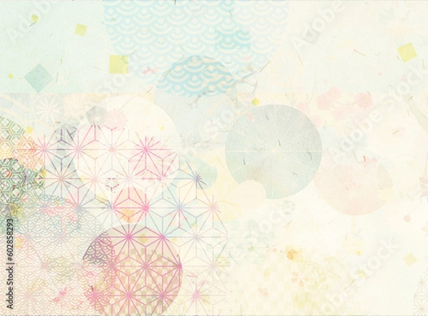 Obraz 伝統の和紙の和柄模様　ベージュカラー