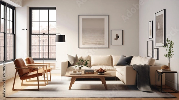 Fototapeta Generative AI, Simplicity in Style: A Minimalist Living Room Design