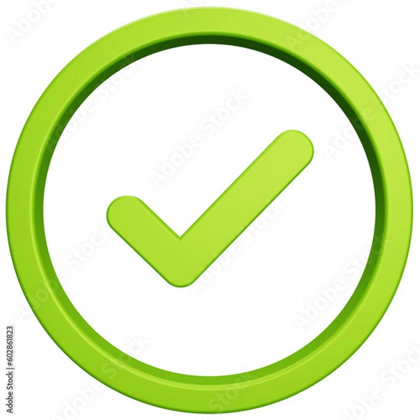 Fototapeta check mark green button 3d illustration