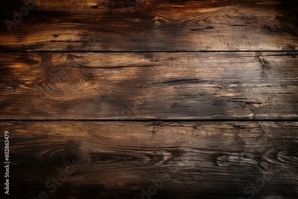 Fototapeta Texture of old boards detailed brushed oak wood as background with artistic design. AI generative