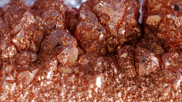 Fototapeta Macro photo of large and small copper crystals - stock photo