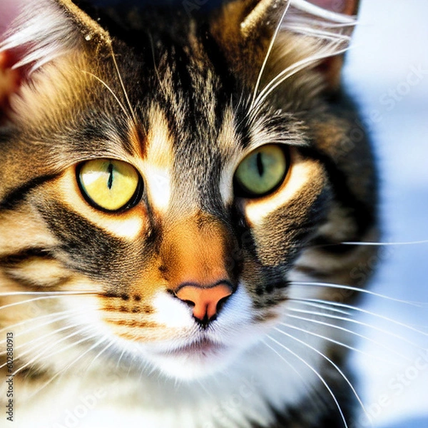 Obraz A portrait photo of a cat in winter. Generative AI