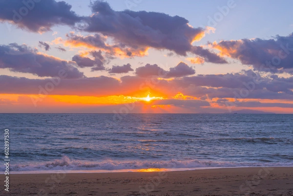 Fototapeta 夕焼けの海岸