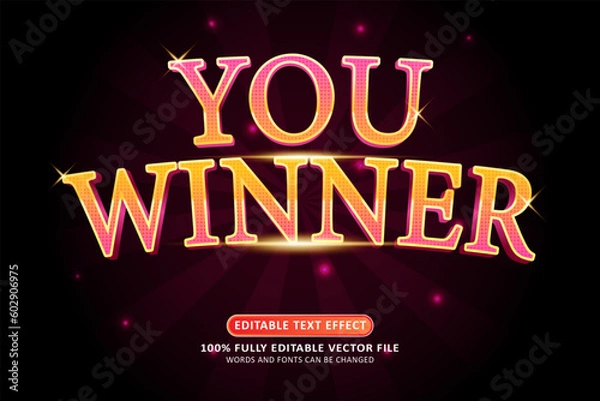 Obraz You winner text effect editable modern style