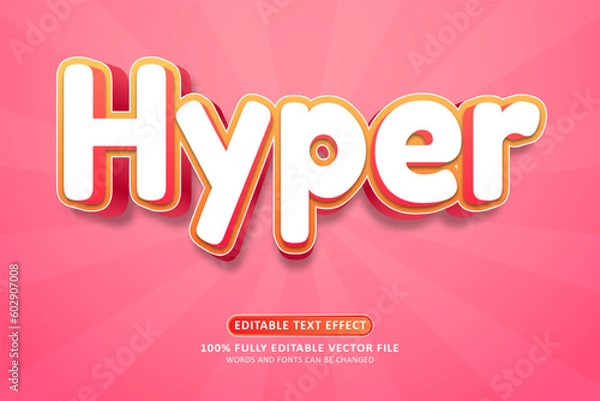Obraz Hyper 3d orange text effect editable modern style