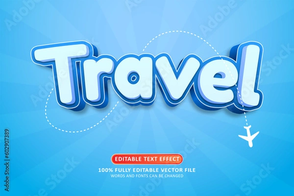 Obraz Travel 3d blue text effect editable modern style