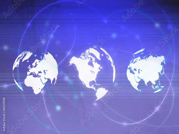 Fototapeta world map technology-style