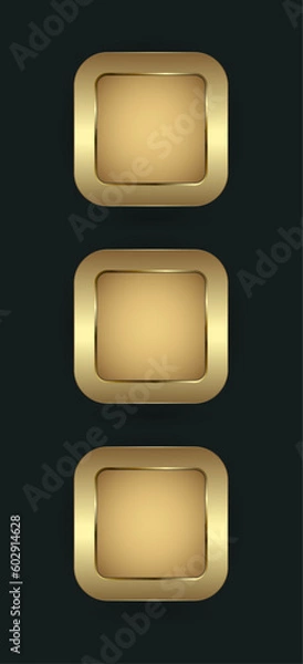 Fototapeta Groups of Three rectangle blank, button, banner, user interface in gold and premium for website UX,UI  vector concepts design