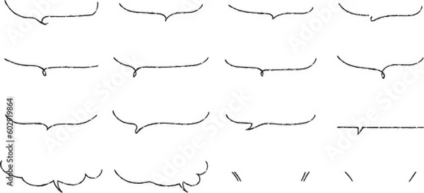 Fototapeta かわいい手書きの下線ふきだしセット　黒　白黒 Hand Drawn Speech Bubble Images black
