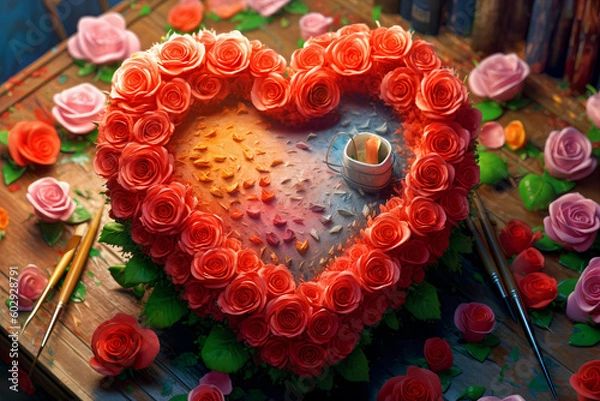 Obraz Arrange the hearts in the shape of roses - AI created