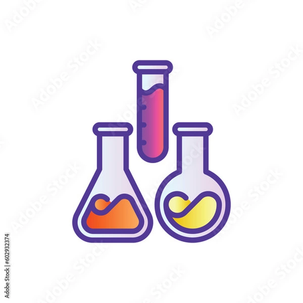 Fototapeta Laboratory symbol: test tubes in different shapes. Thin line icon. Modern vector illustration for lab research.