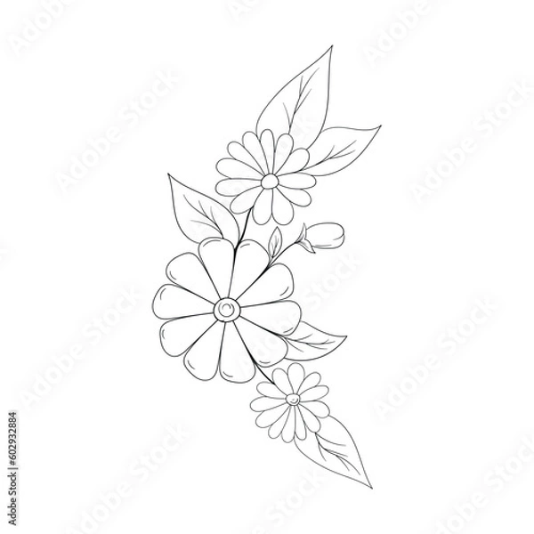 Fototapeta Hand Drawing Flower Outline Vector Illustration 