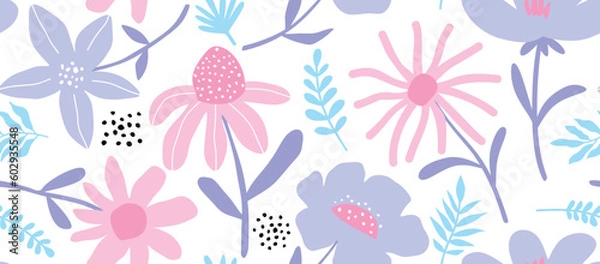 Fototapeta seamless pattern of Cute colorful flower. illustration vector by hand draw