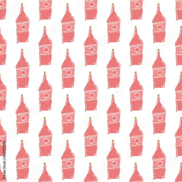 Fototapeta Seamless wine pattern. vector doodle illustration with wine. wine background