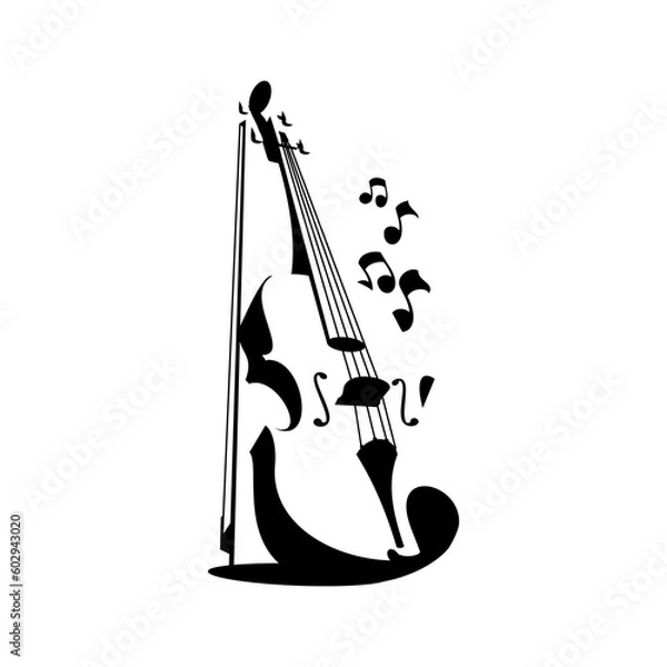 Fototapeta violin logo vector on white background, violin silhouette