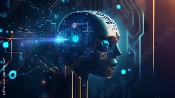 Obraz a robot head with A.I technology
