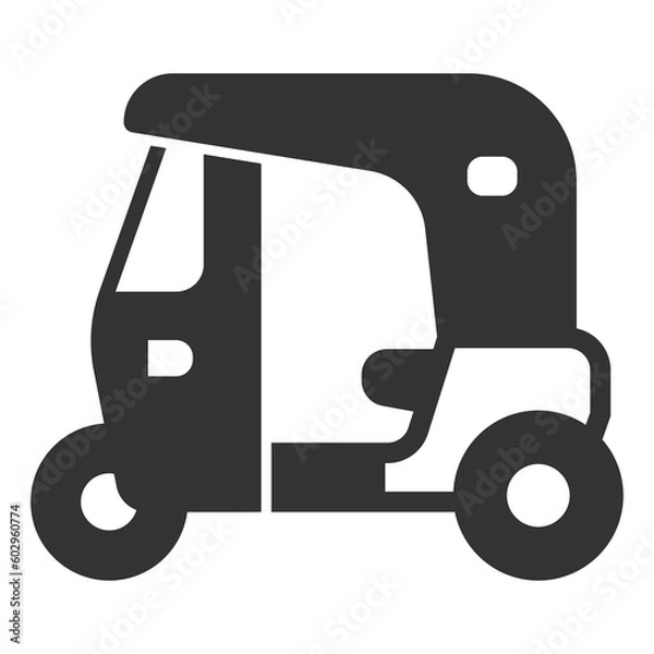 Fototapeta Tricycle, auto rickshaw  - icon, illustration on white background, glyph style