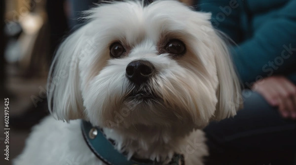 Fototapeta Close up shot of a cute Maltese dog created with generative AI