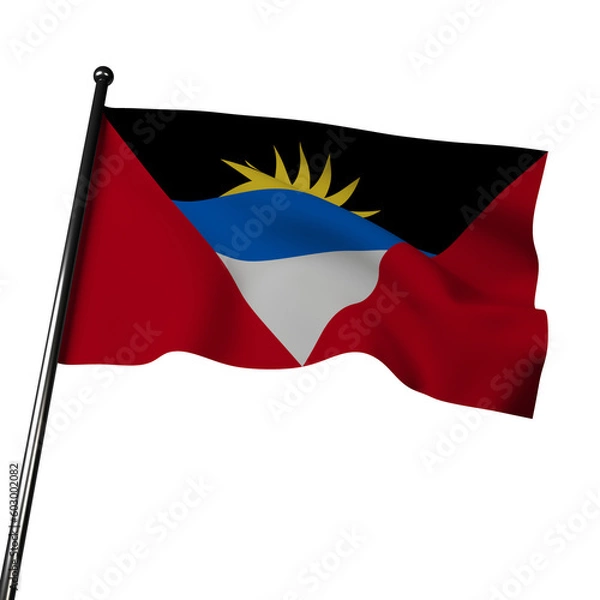 Obraz 3D rendering of the Antiguan flag, featuring realistic fabric that appears to wave in the wind. 