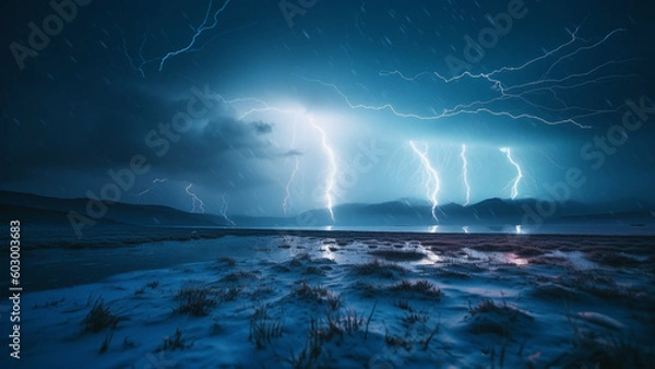 Obraz Beach Lightning : Generative AI
